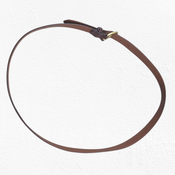 1980s Vintage Coach Solid Brass Buckle Belt 42” Mahogany Leather Classic Belt - Picture 9 of 9